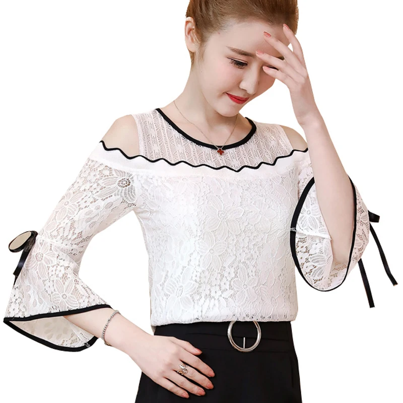 

2019 New flower embroidery blouse shirt Women tops blouse chemise femme camisa see through short sleeve summer blusas 02B3
