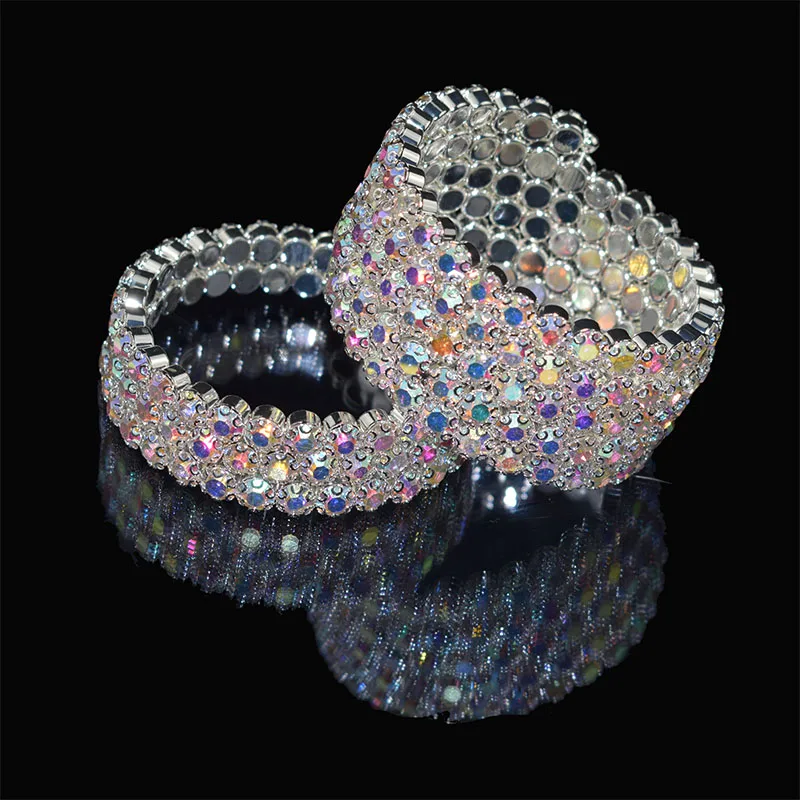 Fashion Bridal Jewelry Three Five Rows Crystal Rhinestones Color Bracelets for Women Wedding Full Rhinestone Hand Wrist Bracel crystal bracelets,bangle bracelet,stone bracelet