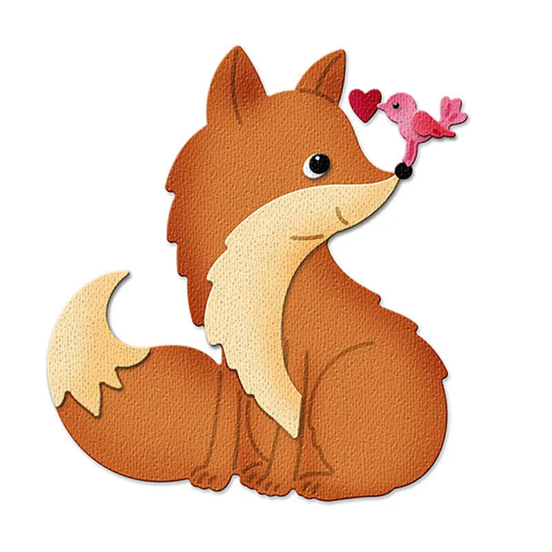 

Lovely Fox and Bird Metal Cutting Die Scrapbooking Embossing Stencil Card Die For DIY Invitation Album Book Decoration 5.8X6.6cm