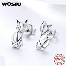 WOSTU, новинка, модные, 925 пробы, серебряные, складные серьги-гвоздики в виде лисы для женщин, для помолвки, вечерние, романтические, новогодние ювелирные изделия, подарок FIE526