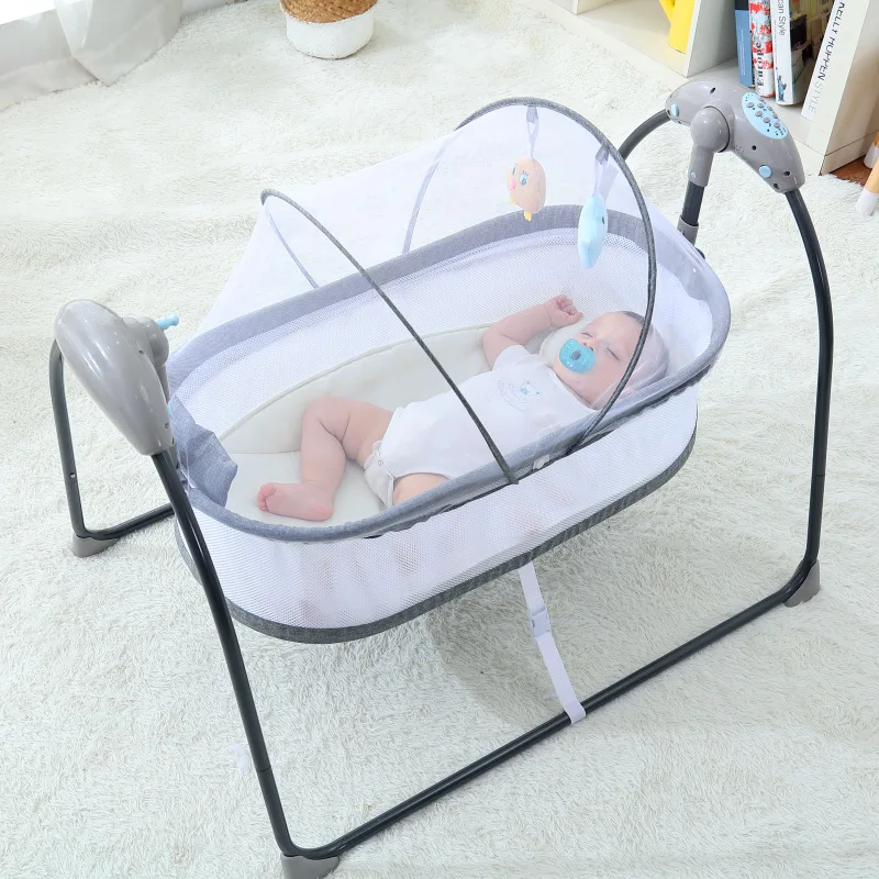 Baby Electric Cradle Bed Foldable Baby Cot With Bluetooth Portable Baby Crib Mosquito Net Baby Bed Travel Sleeper Baby Swing