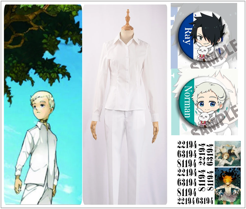 

Anime The Promise Neverland Cosplay Promised Neverland Phil Gilda Don Ray Norman Cosplay Costume Plus Size XXXXL Badge Tattoos