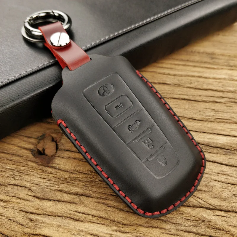 CICICUFF качественный чехол для ключей автомобиля из натуральной кожи с масляным воском для Toyota New Camry выделенный кожаный чехол для ключей j - Цвет: 4 keys oil wax black