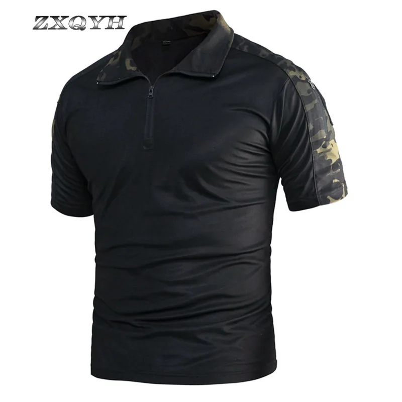 

ZXQYHSummer Men's T-shirts Quick Dry Sport Shirts Military Tactical Army T-shirts Combat Hunting Shirts Outdoor Hiking T-shirts
