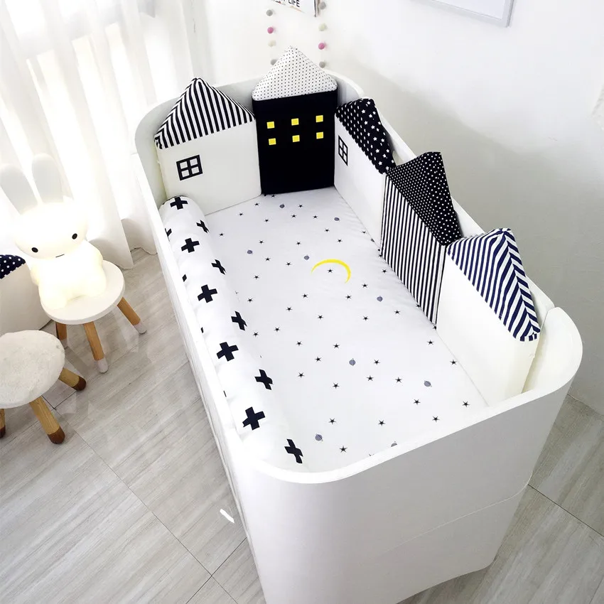 Простыня для детской кроватки 130x70x10 см 100% хлопок черно белая|crib sheets|baby bed sheetbaby crib