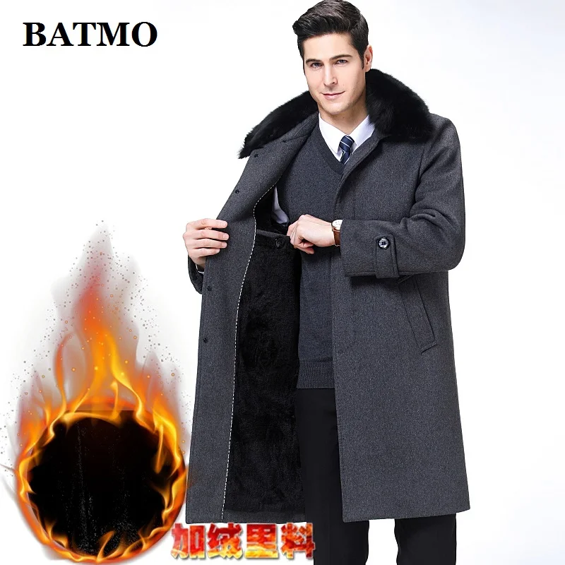 

BATMO 2019 new arrival autumn&winter high quality wool long trench coat men,men's wool jackets,warm coat,plus-size M-XXXL,1688