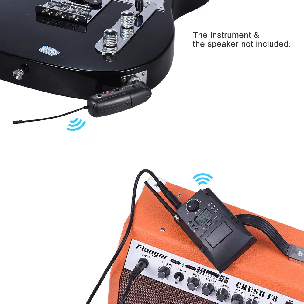 Портативный UHF инструмент Беспроводная микрофонная система с приемником и передатчиком 32 каналов для электрогитары