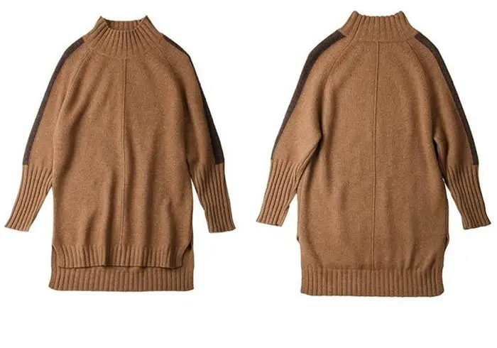 Осенне-зимняя новая водолазка; свитер Женская длинная кашемировая рубашка, Сумка с разрезом на бедрах, свободная, толстая, blusa malha canelada f1317