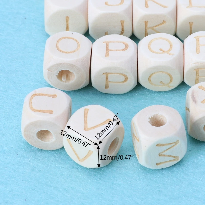 Новые 12 мм Детские деревянный Прорезыватель для зубов письмо бусины набор «сделай сам» Аксессуары жевать деревянные бусины JUN-9A
