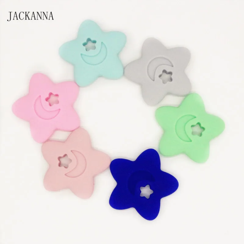 

Silicone Teether Star Baby Teethers Chew Toys Infant Teething Necklace Pendant Newborn Shower Gifts BPA Free