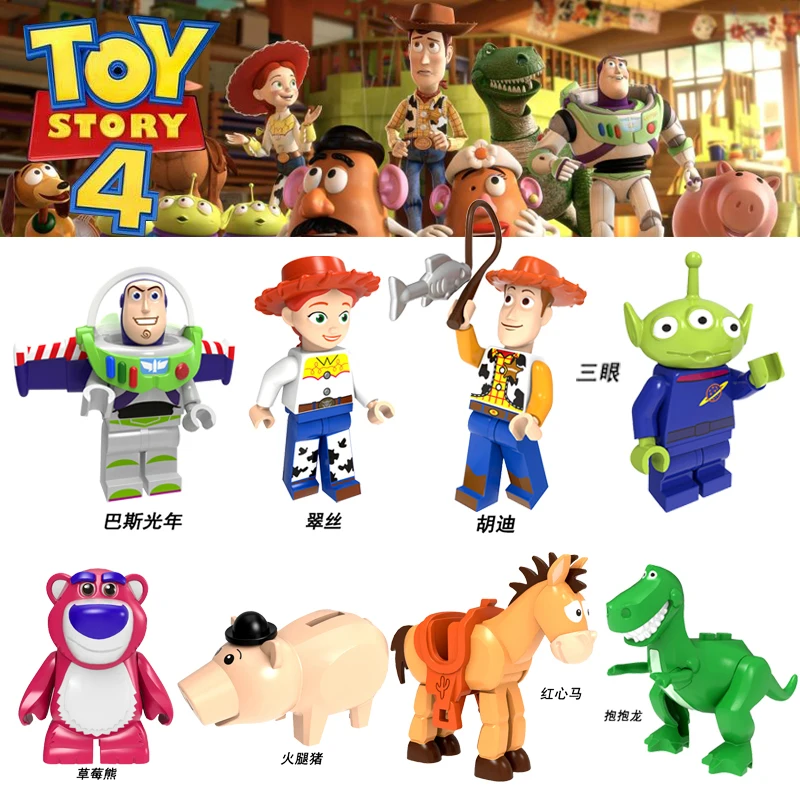 

2019 Disney Toys Story 4 Action Figure 5cm Kids Toy Aliens Buzz Lightyear Building Blocks kids Toys for Children Children