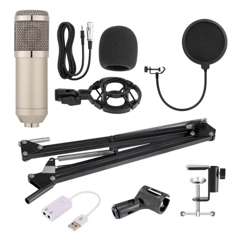 

BM-800 Condenser Microphone for computer Audio Studio Vocal Recording Mic KTV Karaoke with Microphone stand