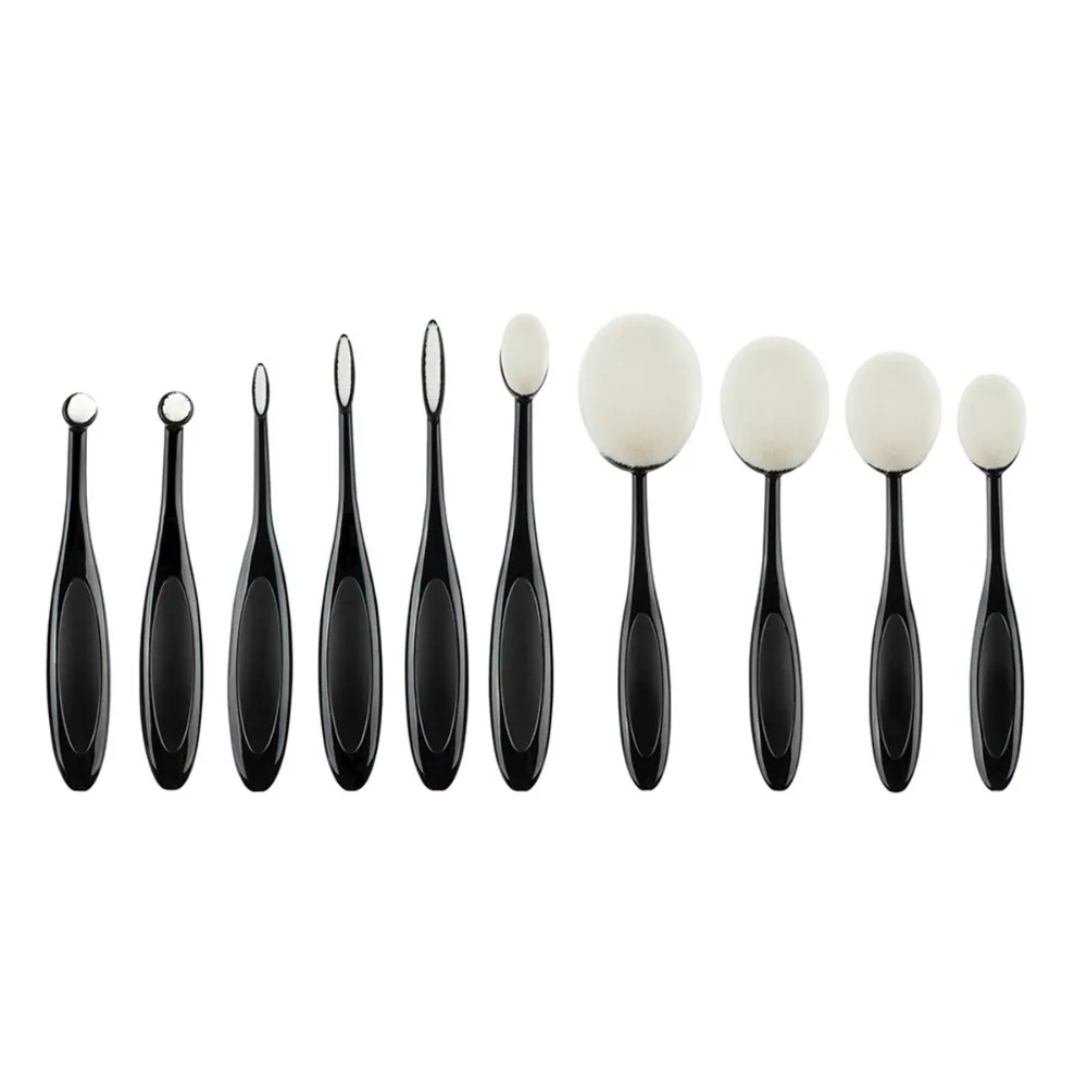 

Oval Toothbrush Blend Foundation Makeup Brushes Set 10pcs Oval Brush Set Professional Make Up Brushes Set Beauty Kit Maquiagem