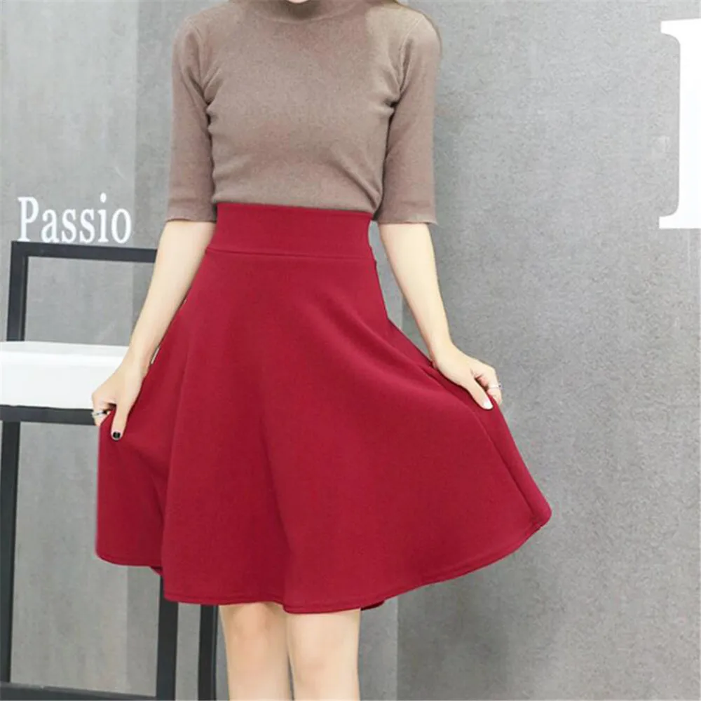 Faldas mujer moda 2019 моды сплошной цвет высокая талия большой размер в студенческом
