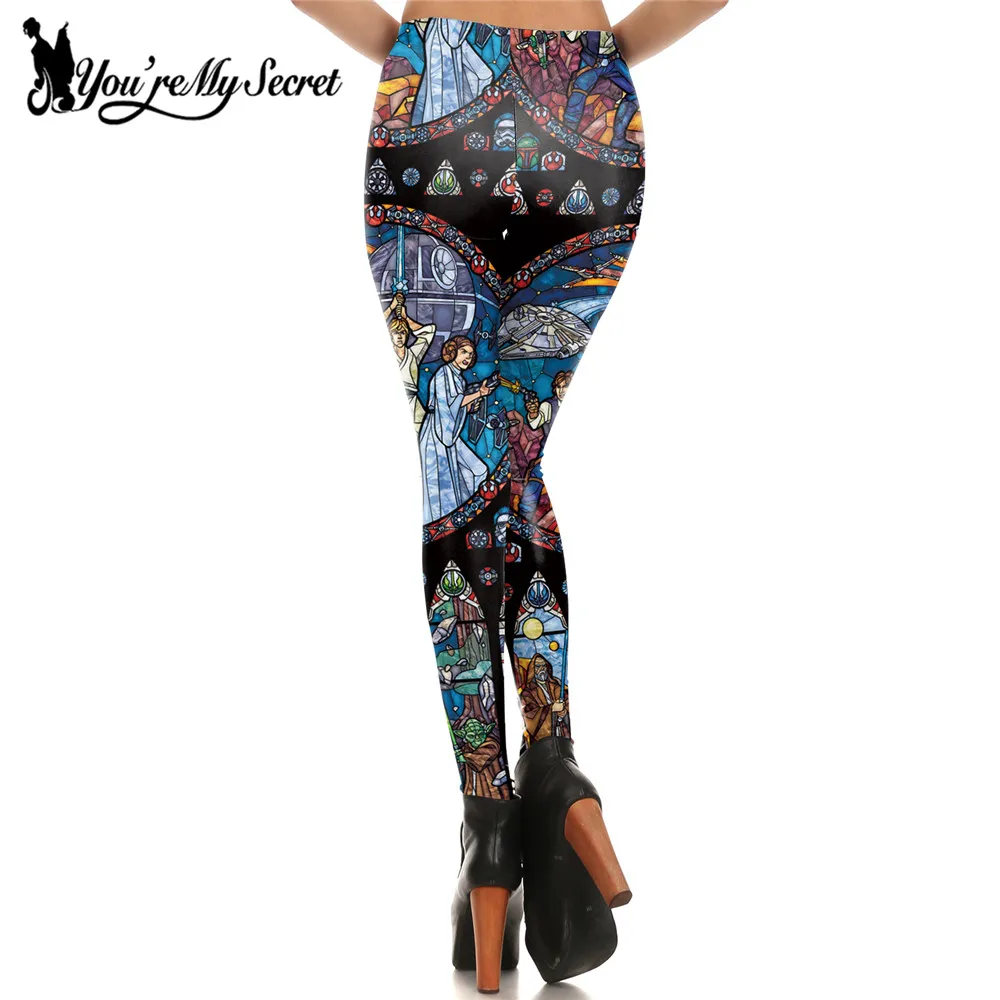 [كنت بلدي سر] هزلية تأثيري حرب النجوم ضئيلة الفتاة طماق النساء الطباعة الرقمية Leggins تجريب سراويل رياضية يغطي الرجل