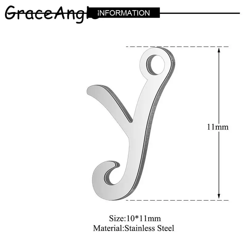 GraceAngie 5 шт./партия, серебряная подвеска из нержавеющей стали, классический A-Z, ожерелье с кулоном и буквой, женские аксессуары для изготовления ювелирных изделий - Окраска металла: Y