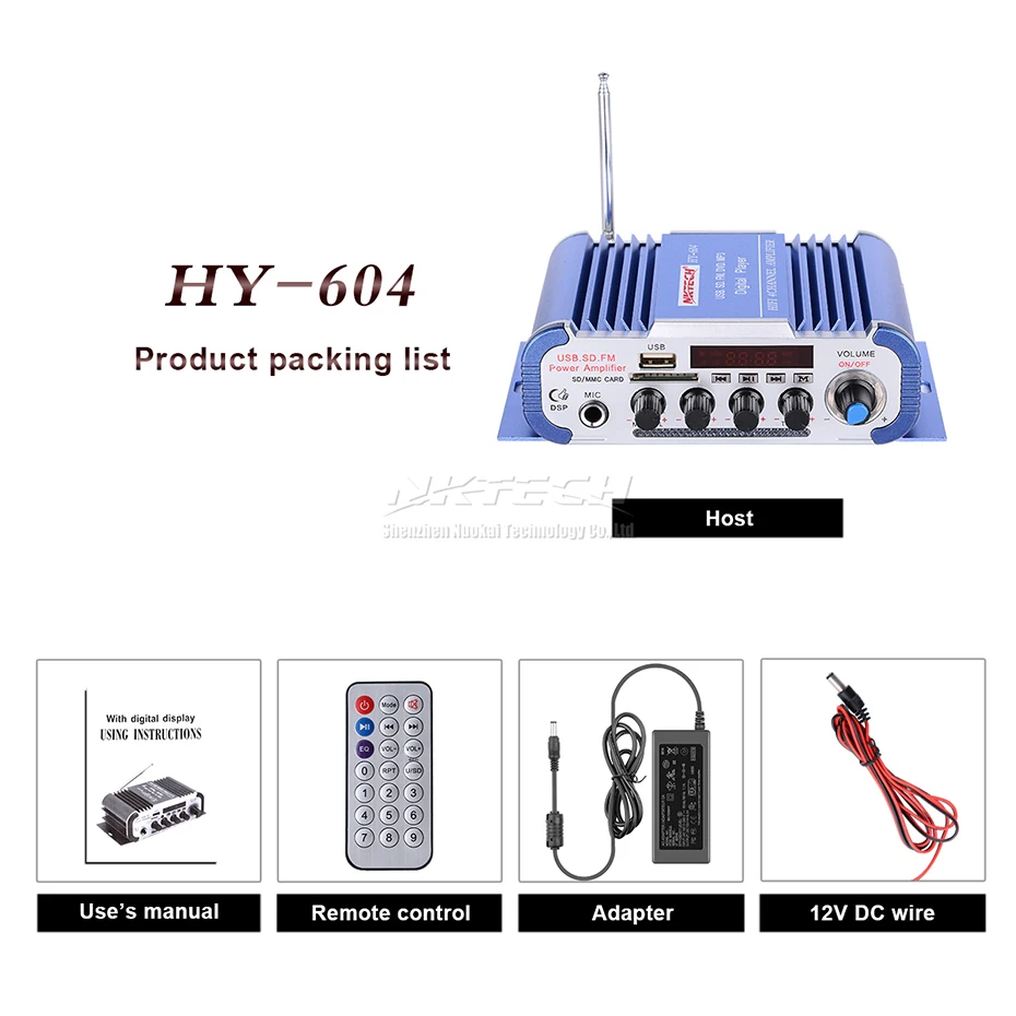 Автомобильный цифровой усилитель NKTECH HY 604 аудиоусилитель высокой мощности 4