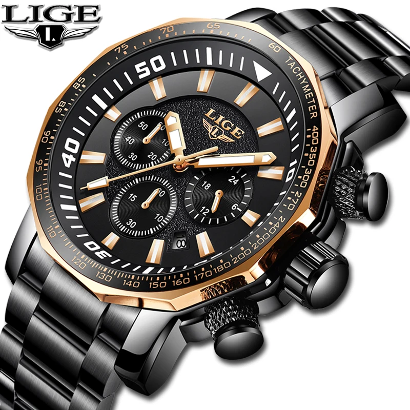 Relojes Hombre 2018 Новый LIGE высокое качество Для мужчин s часы класса люкс Большой циферблат брендовый передовой Бизнес кварцевые