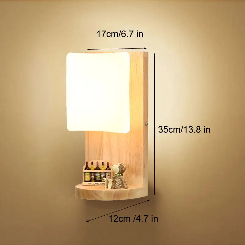 Настенные лампы E27, держатель для прикроватных ламп, Деревянный светильник, лестничный светильник, домашний декор, 110 В/220 В, светильник - Цвет абажура: 17x12 cm