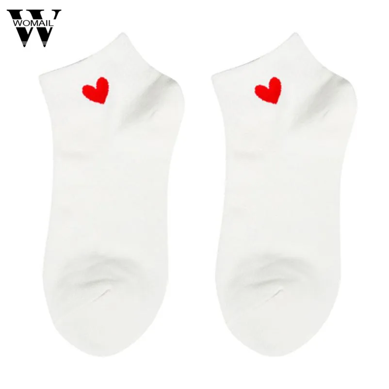 Womail Женские Короткие хлопковые носки с сердечками