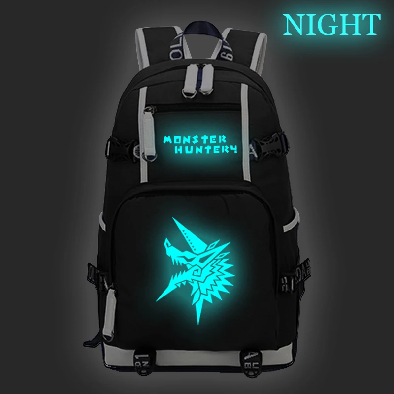 

Monster Hunter School Bag Teens Boys Girl Students Back to School Book Bag Large Capacity Backpack Luminous Printing Backpack