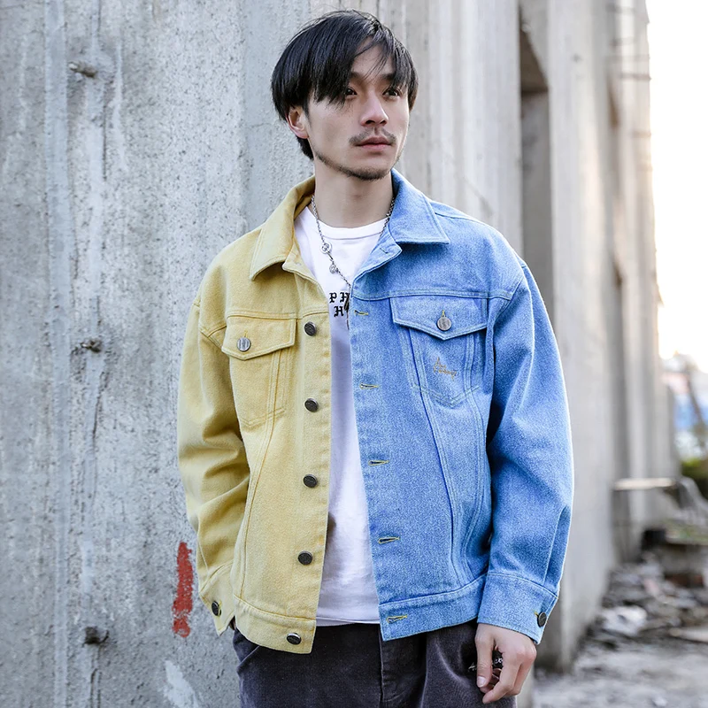 Fashion Casual Men's Denim Jacket Spring And Autumn New M-2XL Contrast Slim Jacket Coat Black Blue Personality Youth Popular Fashion Casual Men's Denim Jacket Spring And Autumn New M-2XL Contrast Slim Jacket Coat Black Blue Personality Youth Popular