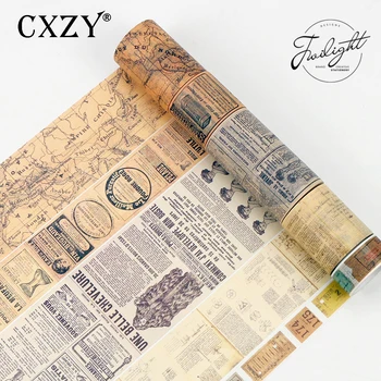 

CXZY 8M Gothic Vintage digital Newspaper map washi tape DIY masking scrapbooking bullet journal washitape adhesive planner 1J818
