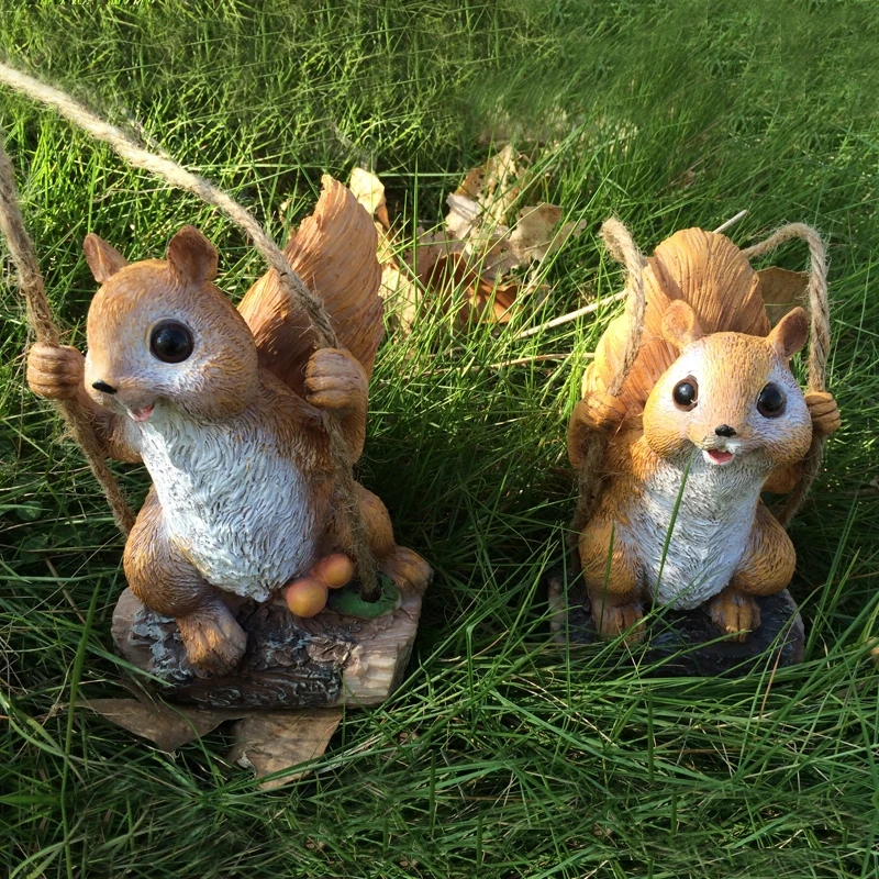 

Swing Squirrel Garden Decoration Villa Courtyard Kindergarten Real Estate Shop Tree Ornaments Simulation Animal Micro Landscape