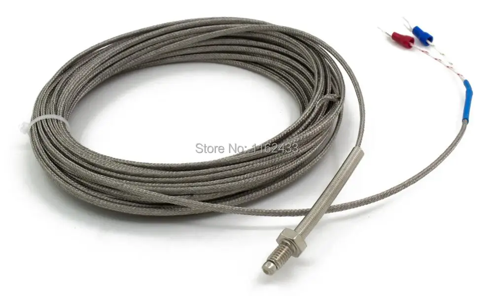 

FTARB02 K type M6 bolt head spring protected 10m high temperature metal screening cable screw thermocouple temperature sensor