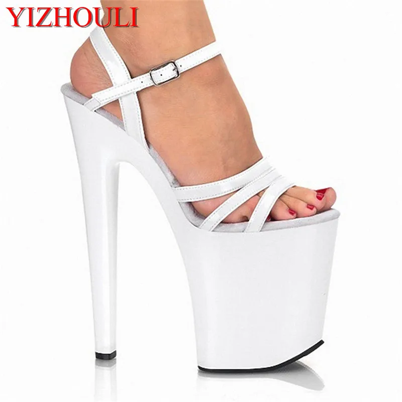 

Sexy 20cm brief high-heeled shoes platform open toe sandals the bride wedding shoes Spike Heel Open 8 Inch white Sandals