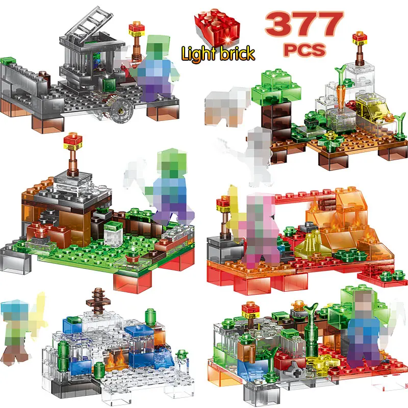 

Mini Crystal Blocks Compatible LegoING Minecrafted Hell Battle Figures Designer Designer Educational Bricks Toys for Children