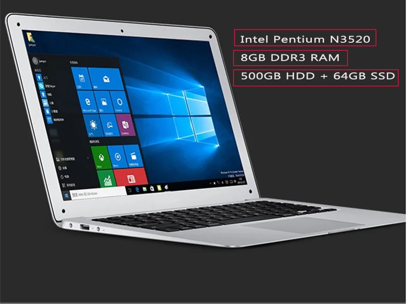 14 дюймовый портативный ноутбук 8 ГБ/4G Ram+ 64 ГБ SSD+ 500 Гб HDD четырехъядерный компьютер Pentium Windows 10