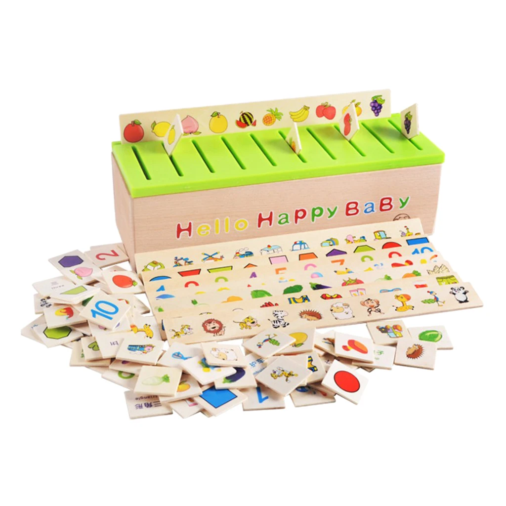 Wood Montessori Sorting Toys Kit for Kids Learning Category Matching
