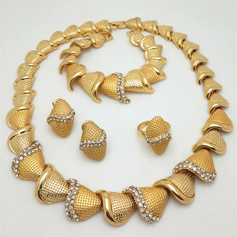 Комплект ювелирных украшений ZuoDi из Дубая с золотыми цветными кристаллами