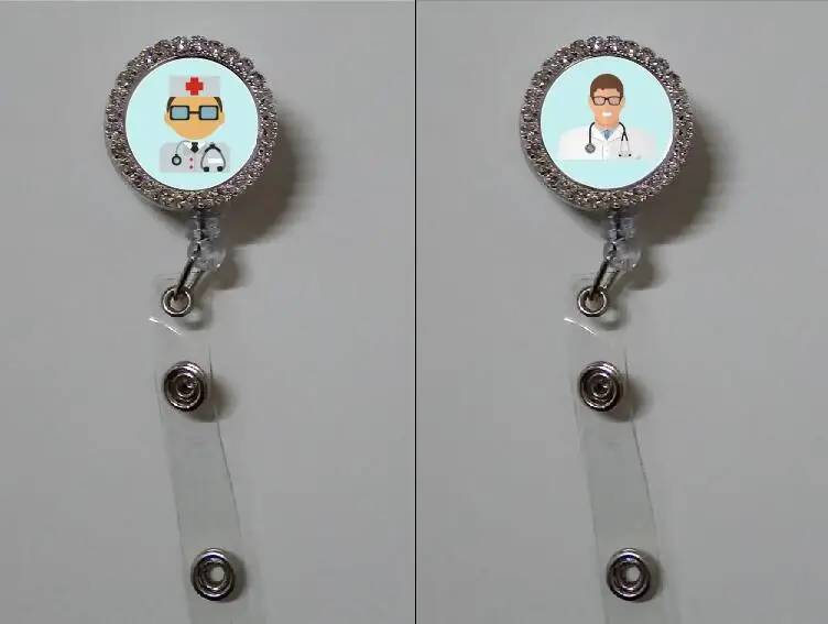 

Cute doctor and nurse Retractable ID Badge Reel Holder with metal clip 10pcs/lot