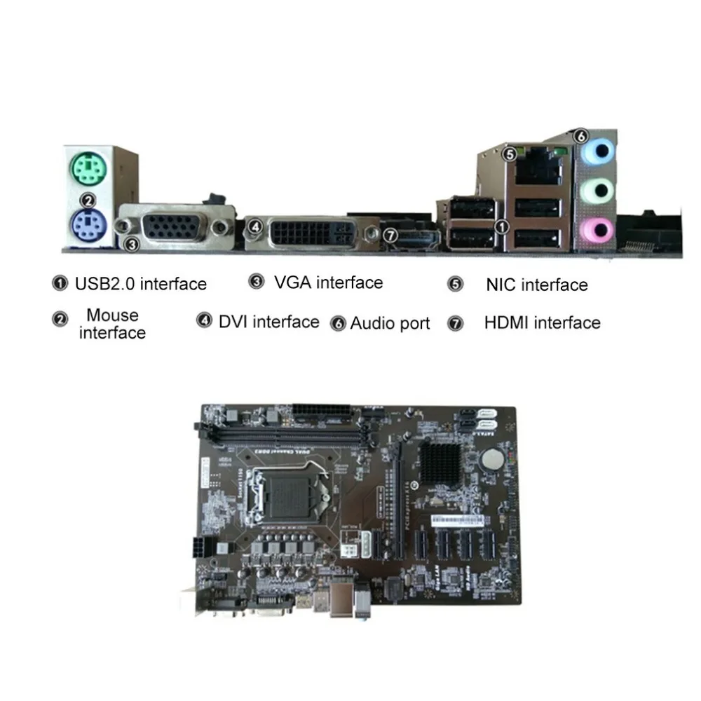 

Motherboard H81A-BTC V20 Miner ATX Board LGA1150 Socket Processor H81 Mainboard With CPU Support 6 Graphics Card For Mining