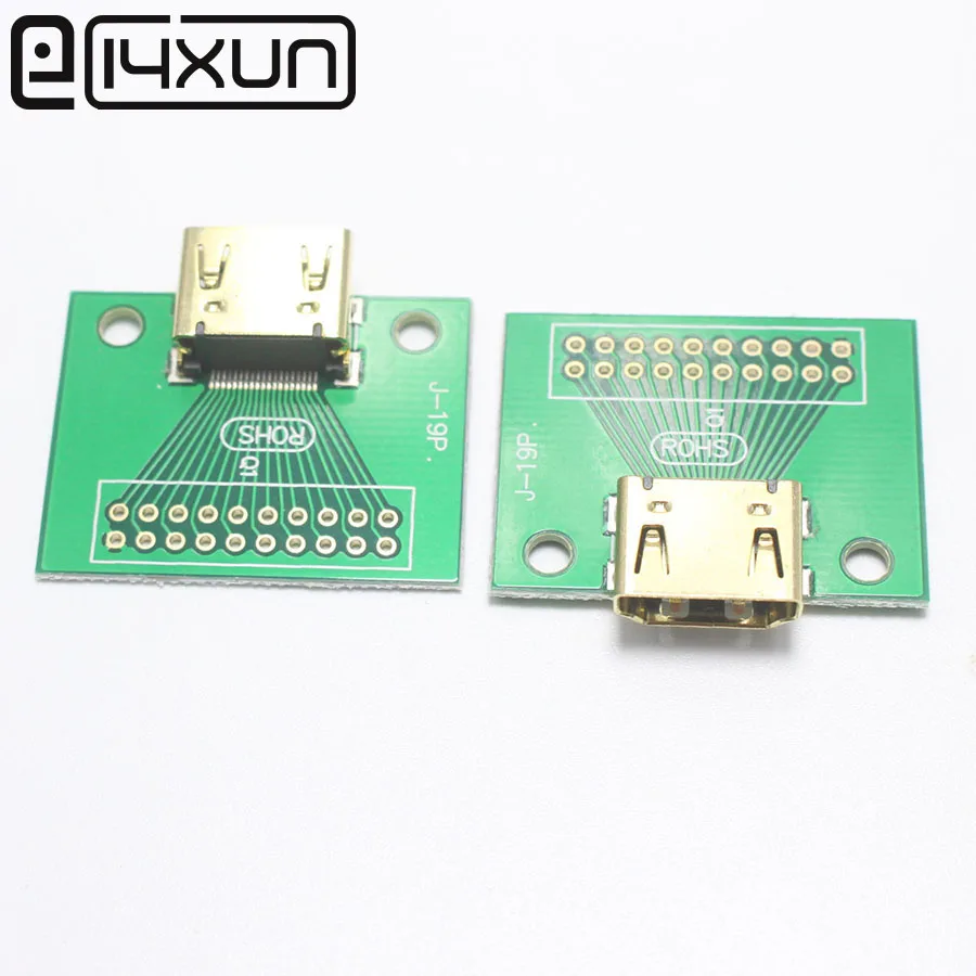 

EClyxun 1pcs Gold Plated HDMI 19Pin Test Socket Jack HDMI 19 Pin Adapter test Board with Green PCB board