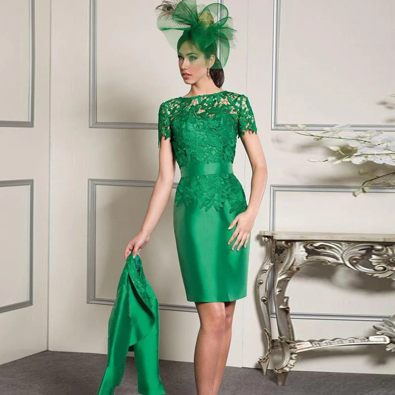Sheath Mother Of The Bride Dresses Elegant Women Party Dress Sheath Mother Of The Bride Dresses Elegant Women Party Dress With Three Quarter Sleeve Jacket Lace Gowns Knee Length H098 In