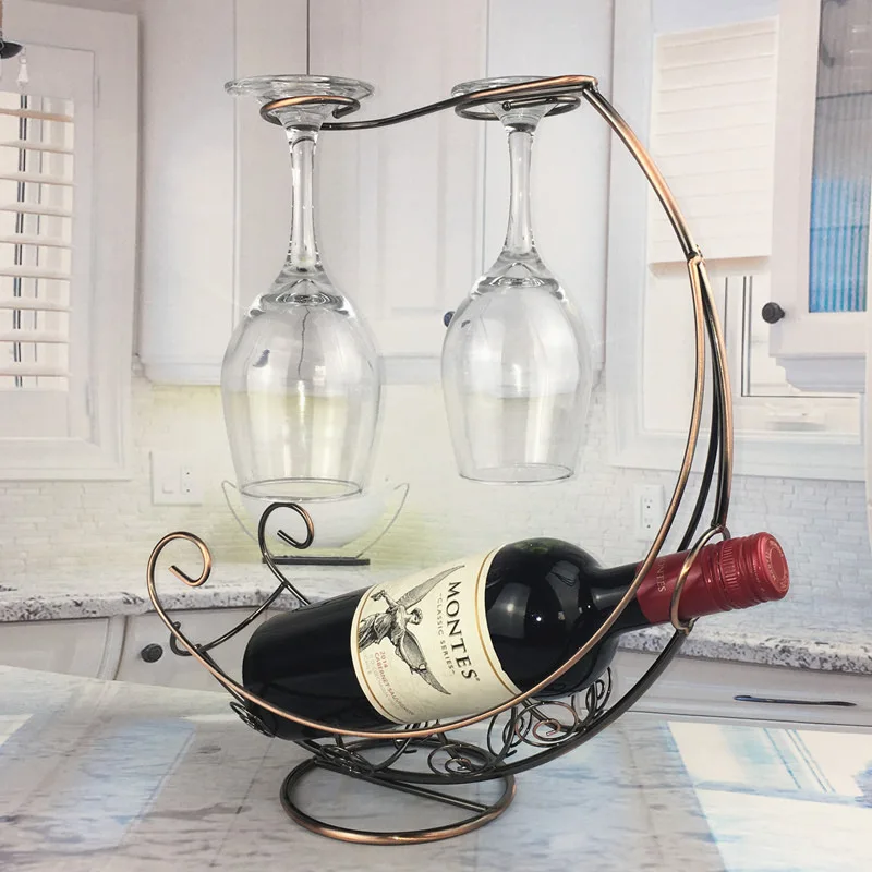 Duolvqi креативный металлический винный стеллаж, подвесной держатель для вина, подставка для бара, кронштейн для дисплея, Декор - Цвет: Copper