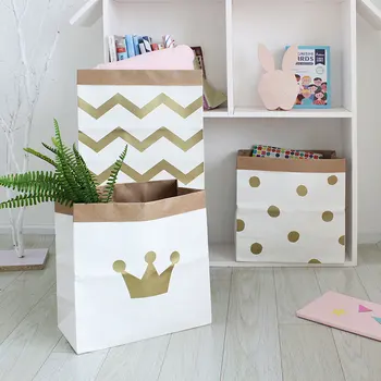 

Nordic style Printed Wave Kraft Paper Bag Storage Bags With Cartoon Tags Candy Simple Bags Eco-friendly Drop shipping