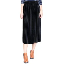 Женские юбки, милые винтажные офисные женские юбки размера плюс, розовые элегантные плиссированные однотонные летние, бархатные модные женские юбки с высокой талией