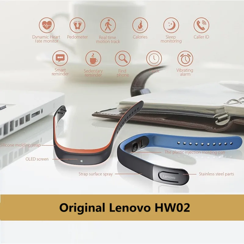 

Original Lenovo HW02 Smart Band IP67 Waterproof Bluetooth Smartband Heart Rate Monitor Anti-lost Wristband for Android IOS