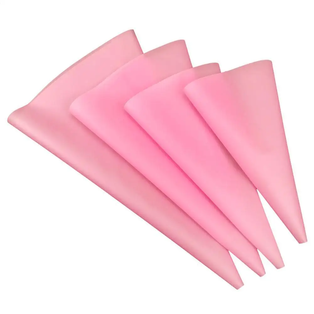 4 Pcs Торт Кондитерские мешки кондитеркие мешки для выпечки, силиконовый DIY кондитерские изделия крем для украшения - Цвет: Розовый