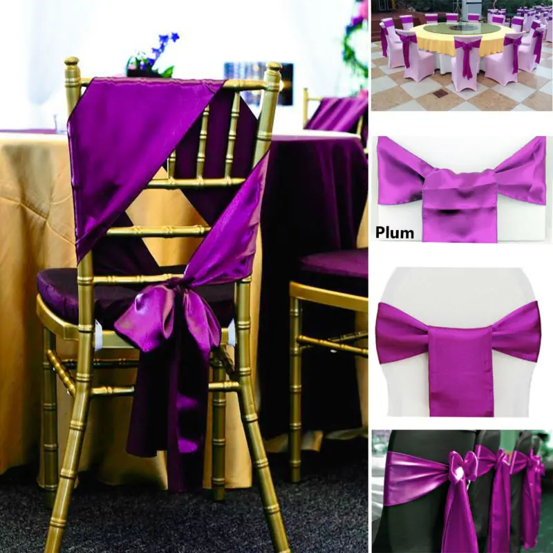 Новая мода 50 шт 15x275 см свадебные Сатиновые чехлы на стулья для банкета свадебные украшения принадлежности 21 цвет