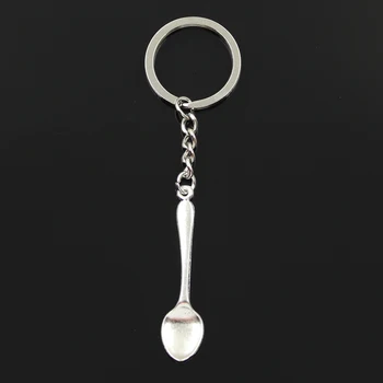

Fashion 30mm Key Ring Metal Key Chain Keychain Jewelry Antique Silver Color Plated Spoon 54x12mm Pendant