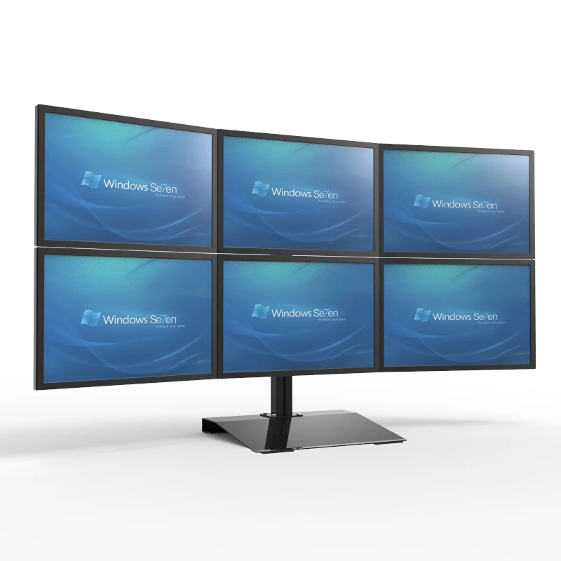 

S035 Full Motion 13-24 inch Screen Monitor Holder 6 Screen Mount Desktop Stand 360 Degree Rotation Loading 10kgs Each Head