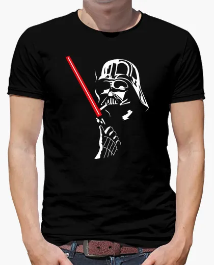 Summer Promotion men t shirt Darth Vader - Cigarrillo y Sable de Luz Short sleeves Streetwear Cotton pokemon Hipster Tees | Мужская