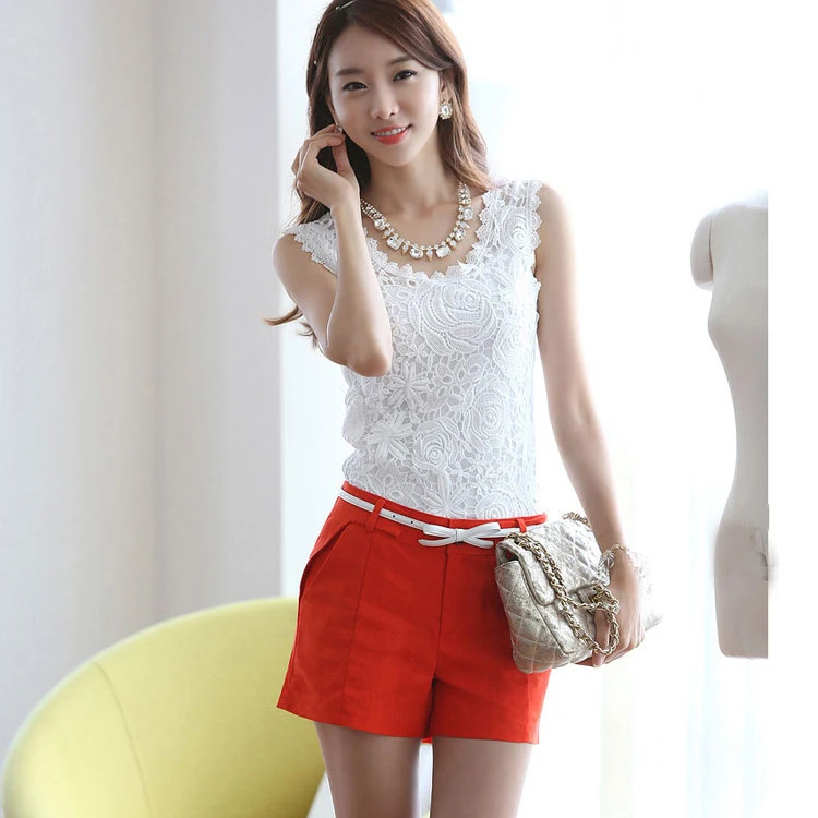 

Women Blouse Lace Vintage Sleeveless Renda Crochet Casual Shirts Tops Plus Size S M L XL XXL