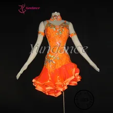 Ярко-оранжевая танцевальная одежда для девочек с открытой спиной; Китайский ветер; L-1142
