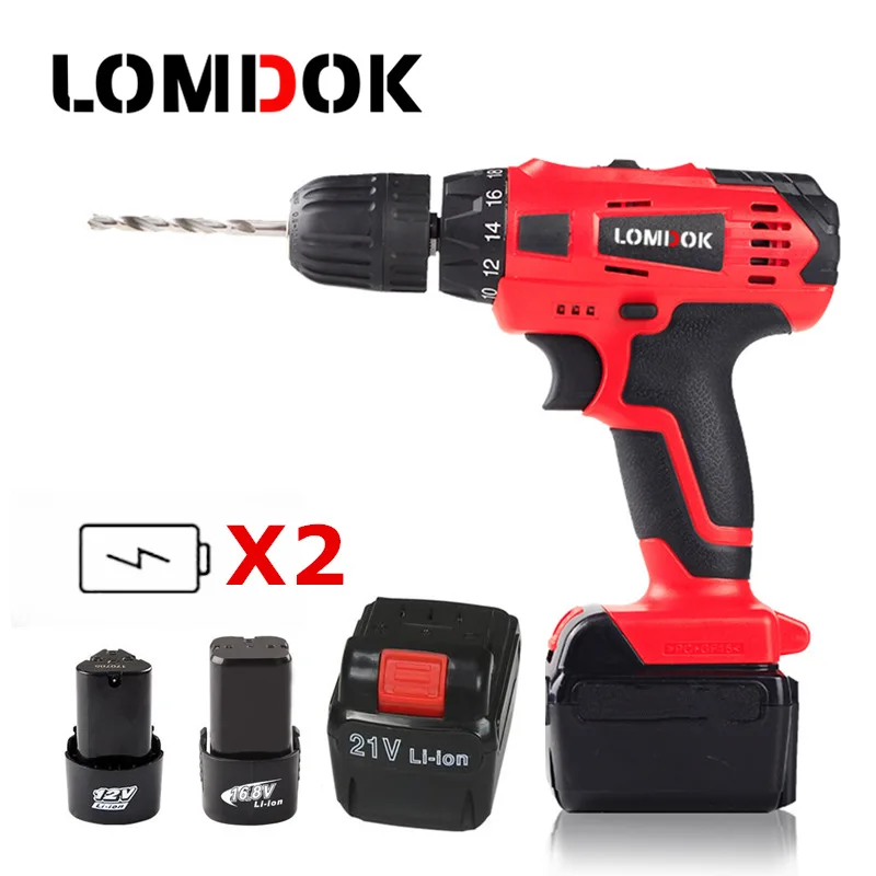 LOMDOK 12V 16.8V 21V additional lithium battery Electric drill bit Electric screwdriver Cordless